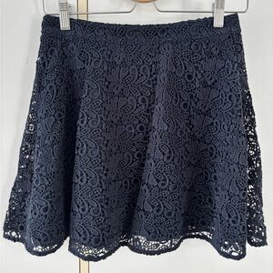 Club Monaco Navy Lace Crochet Skirt Floral Women Size 2 Preppy Office Spring